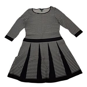 Lauren Ralph Lauren Green Label Sweater Dress 3/4 Sleeve Houndstooth Size M